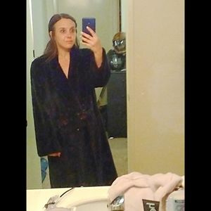 Women's full length dark green fur coat mink